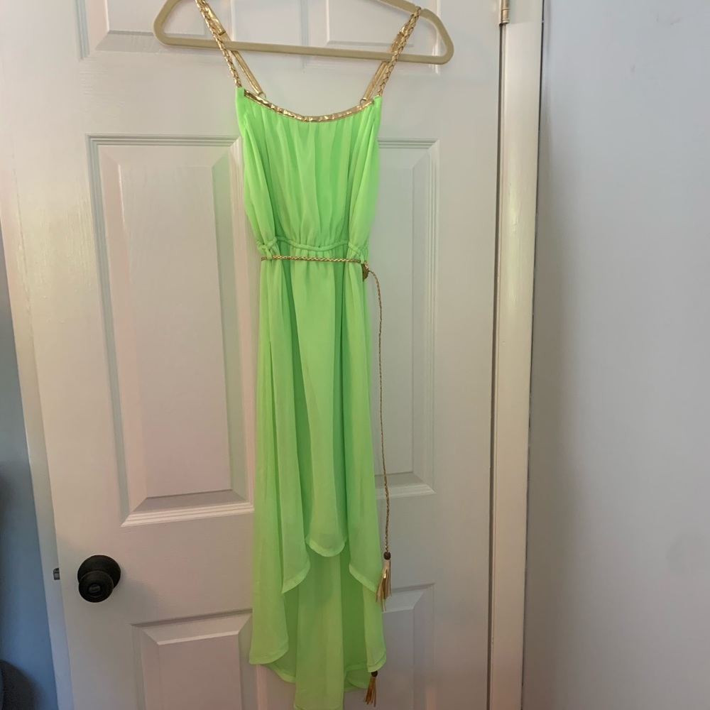Lime green high low dress